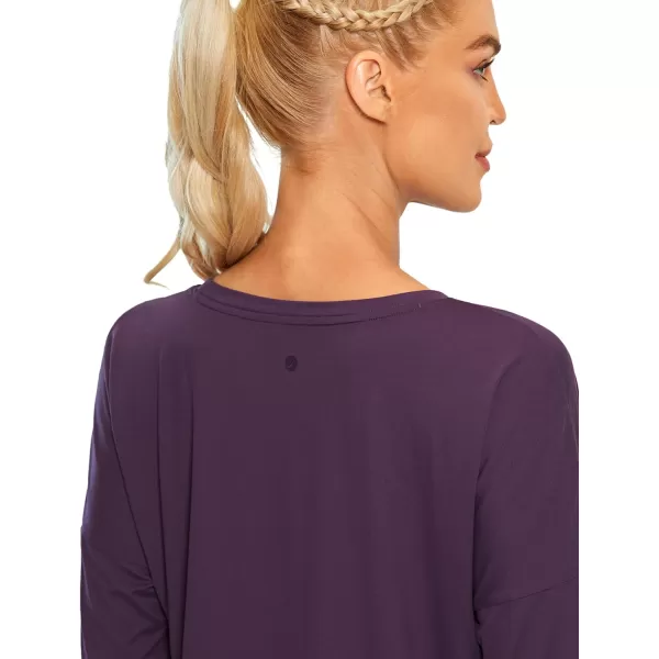 CRZ YOGA UPF 50 Long Sleeve Shirts for Women Lightweight Workout Crop Tops Sun Protection Outdoor Quick Dry Hiking ShirtDeep Crocus Violet3