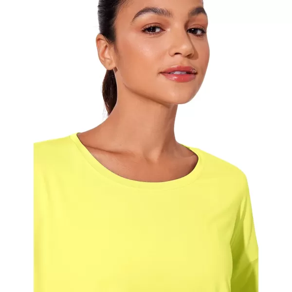 CRZ YOGA UPF 50 Long Sleeve Shirts for Women Lightweight Workout Crop Tops Sun Protection Outdoor Quick Dry Hiking ShirtLuminous Yellow