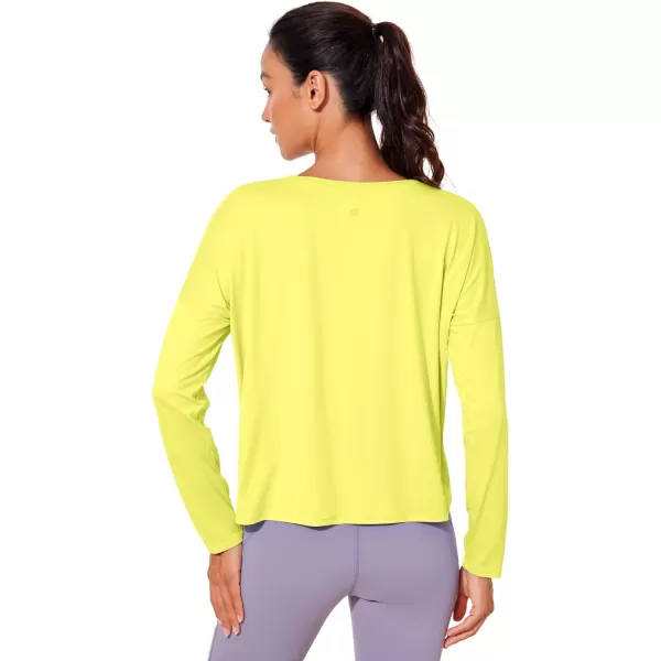 CRZ YOGA UPF 50 Long Sleeve Shirts for Women Lightweight Workout Crop Tops Sun Protection Outdoor Quick Dry Hiking ShirtLuminous Yellow