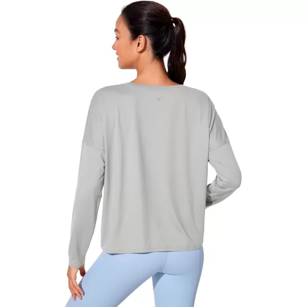 CRZ YOGA UPF 50 Long Sleeve Shirts for Women Lightweight Workout Crop Tops Sun Protection Outdoor Quick Dry Hiking ShirtSilver Gray