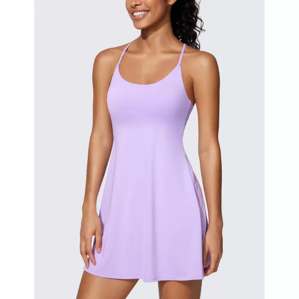 CRZ YOGA UPF 50 Tennis Dress for Women with Builtin Shorts and Bras Athletic Workout Exercise Golf Dresses PocketsElfin Purple