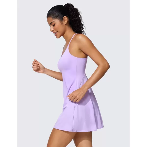 CRZ YOGA UPF 50 Tennis Dress for Women with Builtin Shorts and Bras Athletic Workout Exercise Golf Dresses PocketsElfin Purple