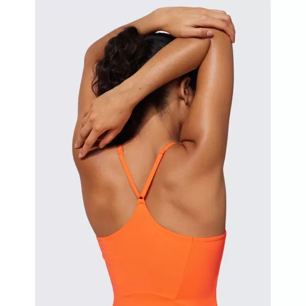 CRZ YOGA UPF 50 Tennis Dress for Women with Builtin Shorts and Bras Athletic Workout Exercise Golf Dresses PocketsNeon Orange