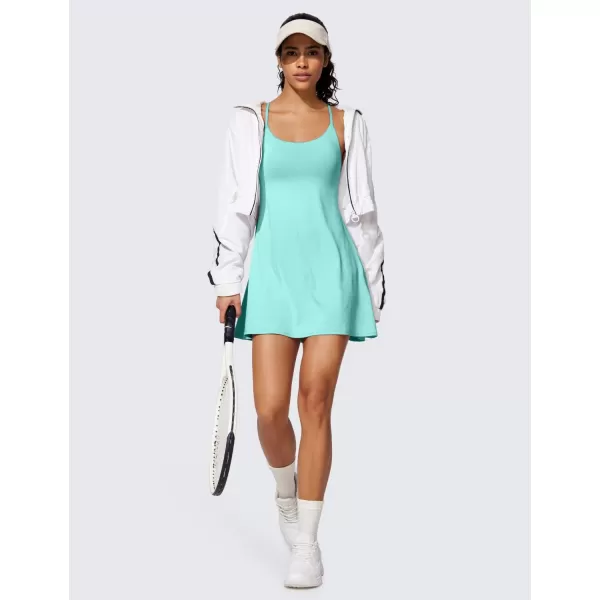 CRZ YOGA UPF 50 Tennis Dress for Women with Builtin Shorts and Bras Athletic Workout Exercise Golf Dresses PocketsTropical Mint Green