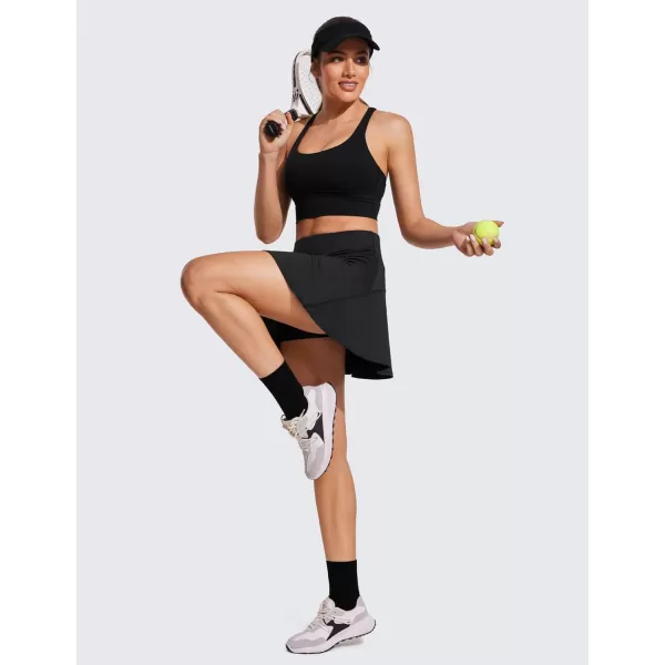 CRZ YOGA UPF 50 Tennis Skirts for Women High Waisted Flowy Pleated Golf Athletic Workout Sports Skirt with PocketsBlack