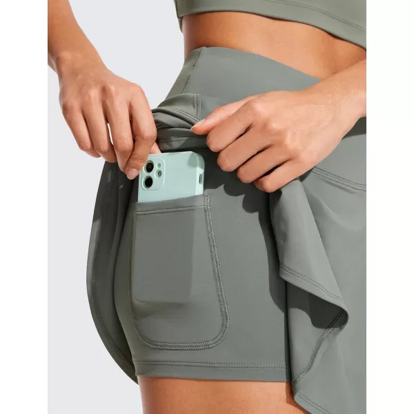 CRZ YOGA UPF 50 Tennis Skirts for Women High Waisted Flowy Pleated Golf Athletic Workout Sports Skirt with PocketsGrey Sage