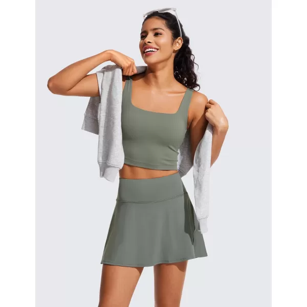 CRZ YOGA UPF 50 Tennis Skirts for Women High Waisted Flowy Pleated Golf Athletic Workout Sports Skirt with PocketsGrey Sage