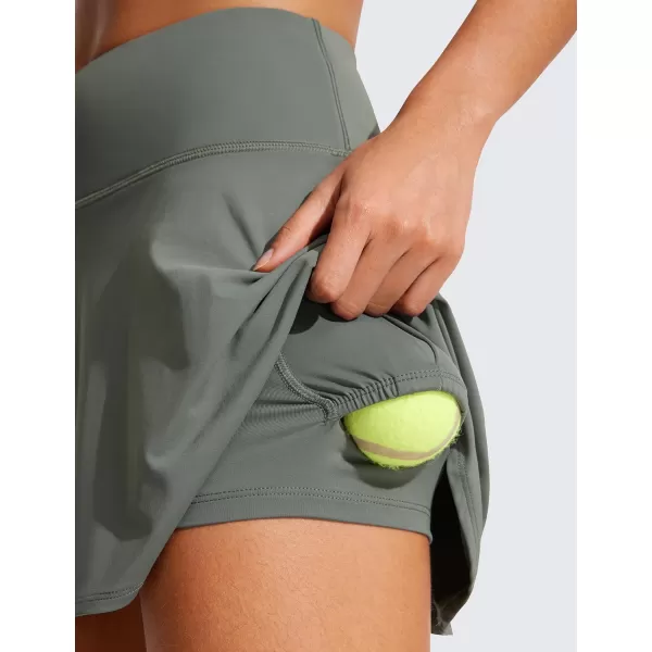 CRZ YOGA UPF 50 Tennis Skirts for Women High Waisted Flowy Pleated Golf Athletic Workout Sports Skirt with PocketsGrey Sage