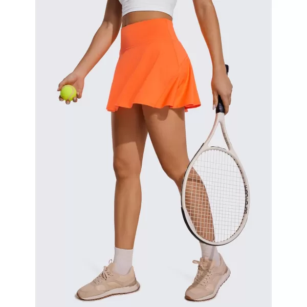 CRZ YOGA UPF 50 Tennis Skirts for Women High Waisted Flowy Pleated Golf Athletic Workout Sports Skirt with PocketsNeon Orange