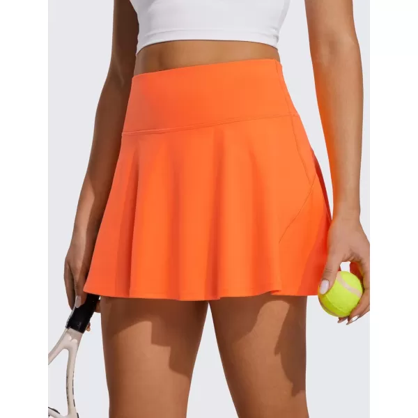 CRZ YOGA UPF 50 Tennis Skirts for Women High Waisted Flowy Pleated Golf Athletic Workout Sports Skirt with PocketsNeon Orange