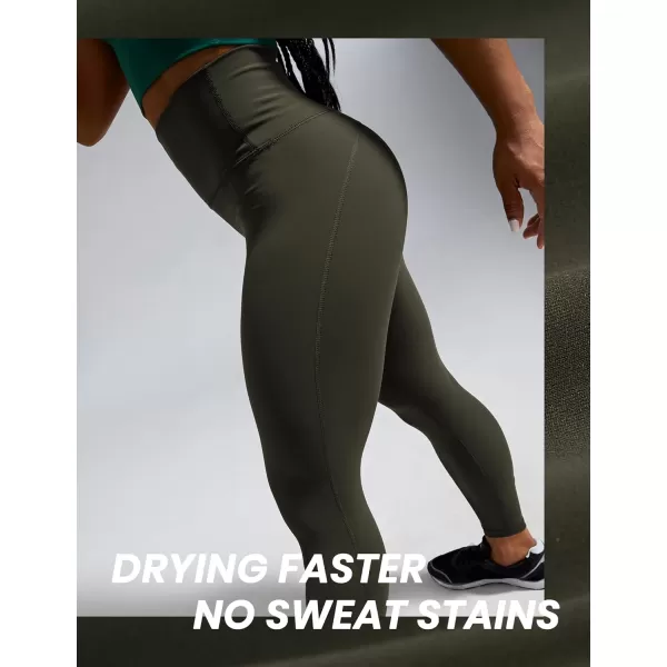 CRZ YOGA UltiDry Workout Leggings for Women 25  High Waisted Yoga Pants 78 Athletic Running Fitness Gym TightsOlive Green