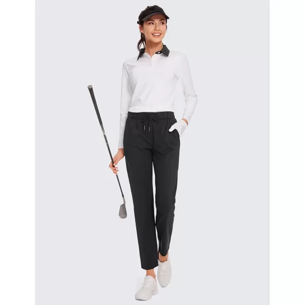 CRZ YOGA Womens 4Way Stretch Ankle Golf Pants  78 Dress Work Pants Pockets Athletic Travel Casual Lounge WorkoutBlack