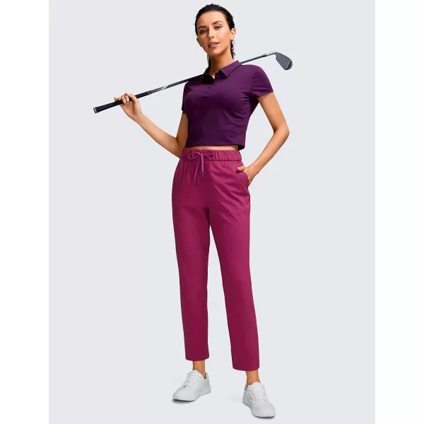 CRZ YOGA Womens 4Way Stretch Ankle Golf Pants  78 Dress Work Pants Pockets Athletic Travel Casual Lounge WorkoutMagenta Purple