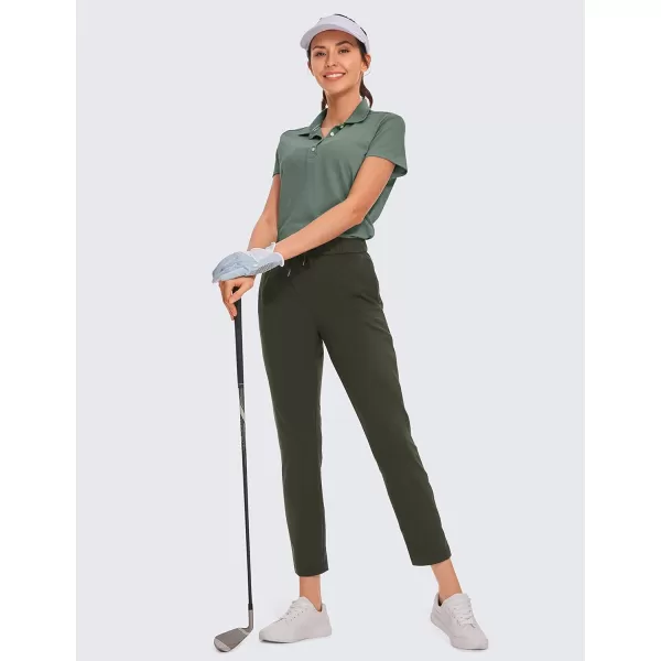 CRZ YOGA Womens 4Way Stretch Ankle Golf Pants  78 Dress Work Pants Pockets Athletic Travel Casual Lounge WorkoutOlive Green