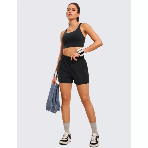 CRZ YOGA Womens 4Way Stretch Athletic Shorts High Waisted  Comfy Work Casual Shorts with Pockets Workout Golf HikingBlack