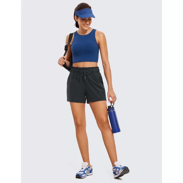 CRZ YOGA Womens 4Way Stretch Athletic Shorts High Waisted  Comfy Work Casual Shorts with Pockets Workout Golf HikingTrue Navy