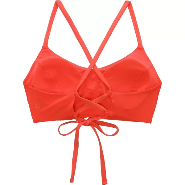 CRZ YOGA Womens Bikini Top Lace Up Swimsuits Crisscross Bathing Suit Swim Sports Bra PaddedPoppy