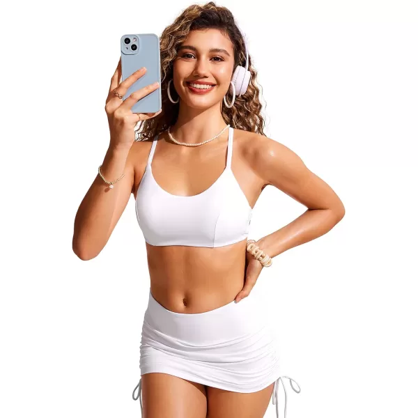 CRZ YOGA Womens Bikini Top Lace Up Swimsuits Crisscross Bathing Suit Swim Sports Bra PaddedWhite