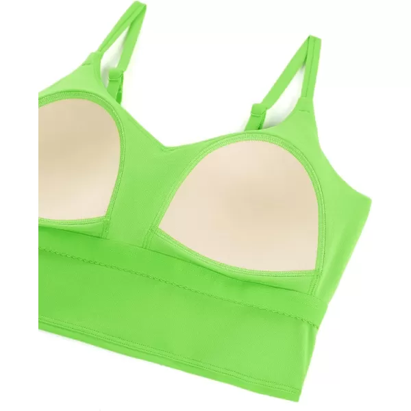 CRZ YOGA Womens Bikini Tops Adjustable Spaghetti Straps Swimsuit Padded Athletic Bathing SuitGreen Glow