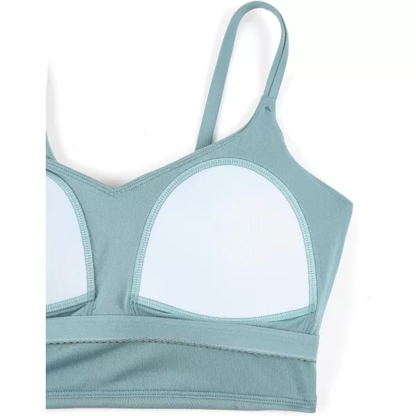 CRZ YOGA Womens Bikini Tops Adjustable Spaghetti Straps Swimsuit Padded Athletic Bathing SuitLight Grayish Blue