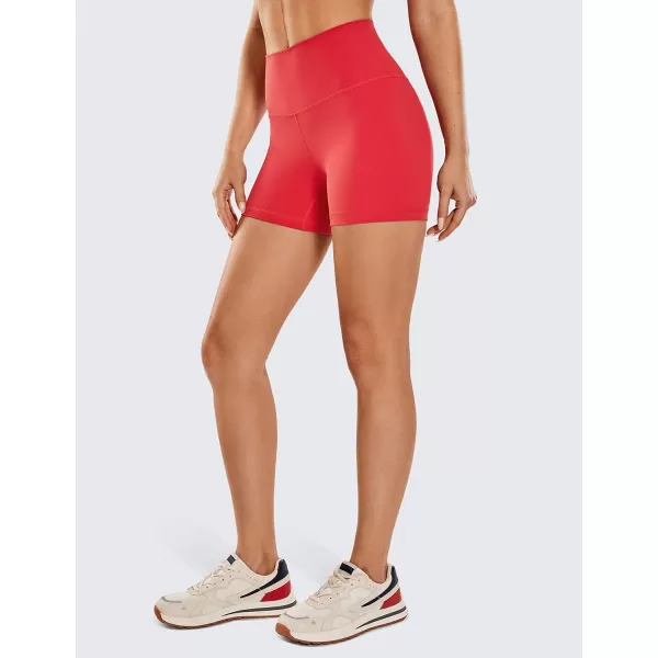 CRZ YOGA Womens Brushed Naked Feeling Biker Shorts 4  6  8  High Waist Matte Workout Gym Running Spandex Shorts4 inches Crimson