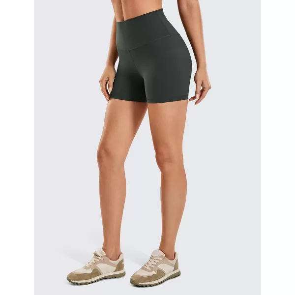 CRZ YOGA Womens Brushed Naked Feeling Biker Shorts 4  6  8  High Waist Matte Workout Gym Running Spandex Shorts4 inches Grey Olive