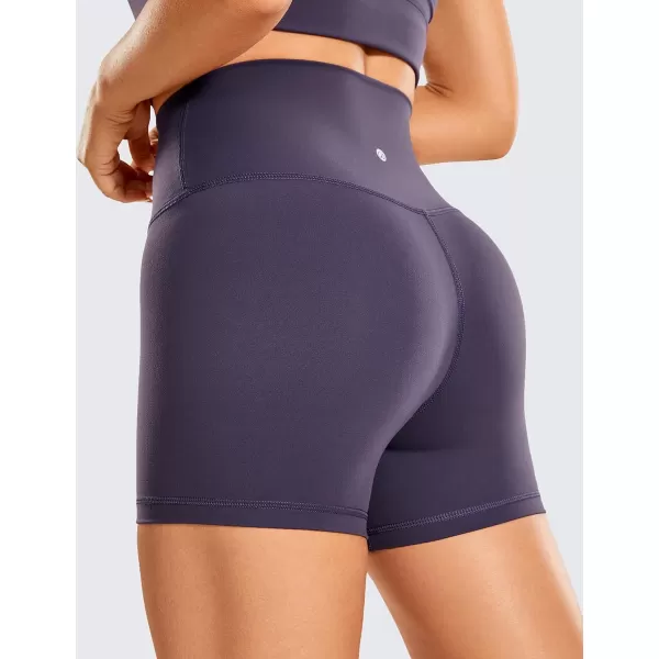 CRZ YOGA Womens Brushed Naked Feeling Biker Shorts 4  6  8  High Waist Matte Workout Gym Running Spandex Shorts4 inches Moon Violet