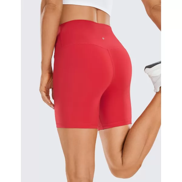 CRZ YOGA Womens Brushed Naked Feeling Biker Shorts 4  6  8  High Waist Matte Workout Gym Running Spandex Shorts6 inches Crimson