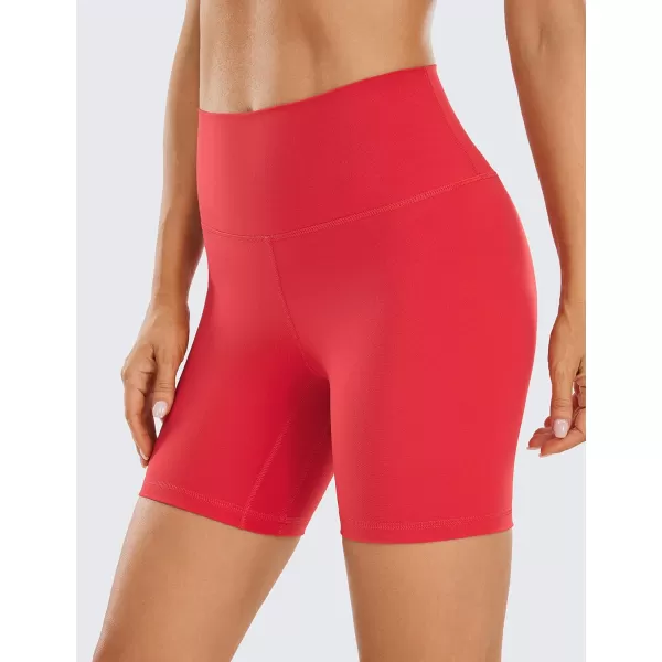 CRZ YOGA Womens Brushed Naked Feeling Biker Shorts 4  6  8  High Waist Matte Workout Gym Running Spandex Shorts6 inches Crimson