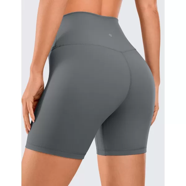 CRZ YOGA Womens Brushed Naked Feeling Biker Shorts 4  6  8  High Waist Matte Workout Gym Running Spandex Shorts6 inches Dark Carbon