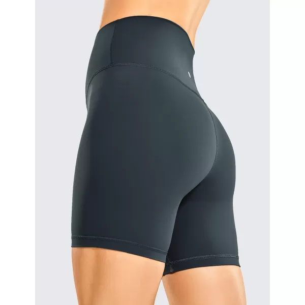 CRZ YOGA Womens Brushed Naked Feeling Biker Shorts 4  6  8  High Waist Matte Workout Gym Running Spandex Shorts6 inches Melanite