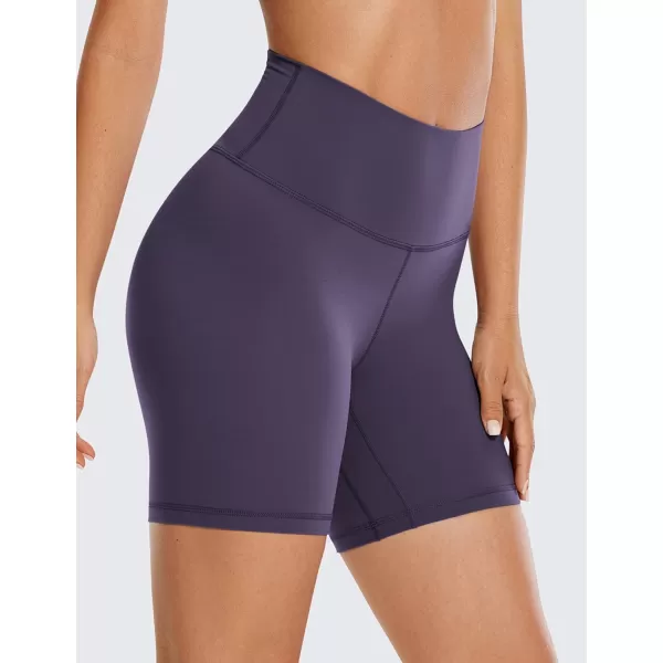 CRZ YOGA Womens Brushed Naked Feeling Biker Shorts 4  6  8  High Waist Matte Workout Gym Running Spandex Shorts6 inches Moon Violet