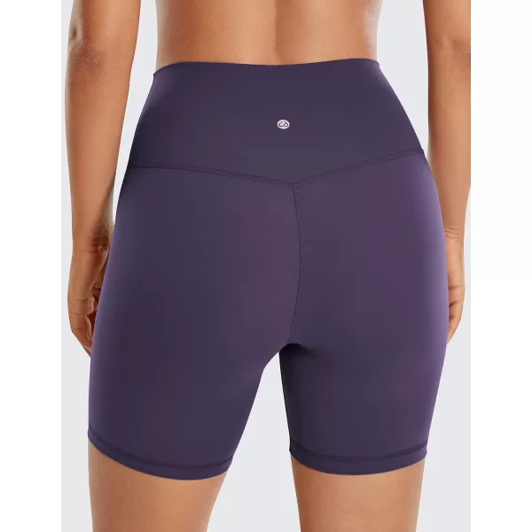 CRZ YOGA Womens Brushed Naked Feeling Biker Shorts 4  6  8  High Waist Matte Workout Gym Running Spandex Shorts6 inches Moon Violet