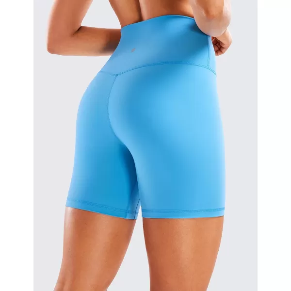 CRZ YOGA Womens Brushed Naked Feeling Biker Shorts 4  6  8  High Waist Matte Workout Gym Running Spandex Shorts6 inches Serenity Blue