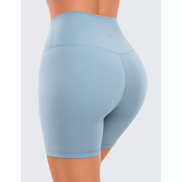 CRZ YOGA Womens Brushed Naked Feeling Biker Shorts 4  6  8  High Waist Matte Workout Gym Running Spandex Shorts6 inches The Breeze Blue