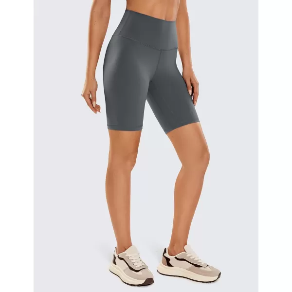 CRZ YOGA Womens Brushed Naked Feeling Biker Shorts 4  6  8  High Waist Matte Workout Gym Running Spandex Shorts8 inches Dark Carbon
