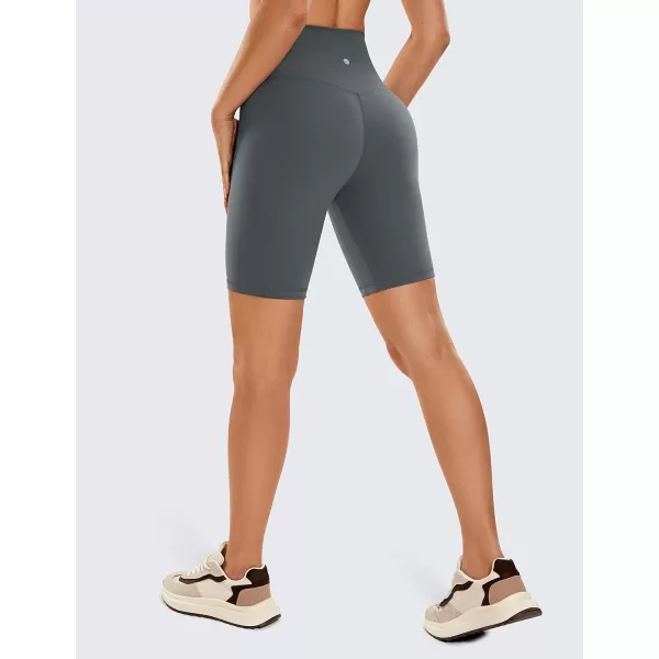 CRZ YOGA Womens Brushed Naked Feeling Biker Shorts 4  6  8  High Waist Matte Workout Gym Running Spandex Shorts8 inches Dark Carbon