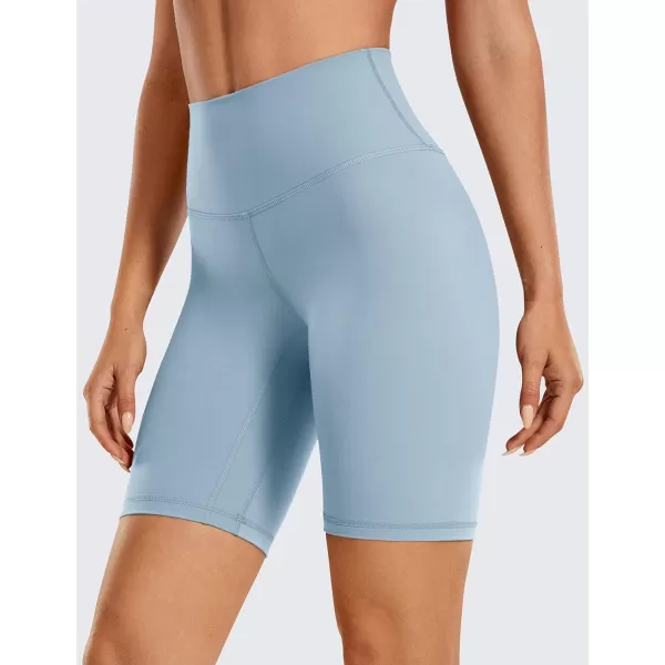 CRZ YOGA Womens Brushed Naked Feeling Biker Shorts 4  6  8  High Waist Matte Workout Gym Running Spandex Shorts8 inches The Breeze Blue