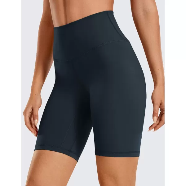 CRZ YOGA Womens Brushed Naked Feeling Biker Shorts 4  6  8  High Waist Matte Workout Gym Running Spandex Shorts8 inches True Navy