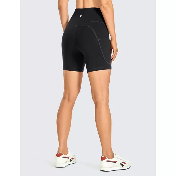 CRZ YOGA Womens Brushed Naked Feeling Biker Shorts 6  8  High Waist Matte Workout Gym Spandex Shorts Side Pockets6 inches Black