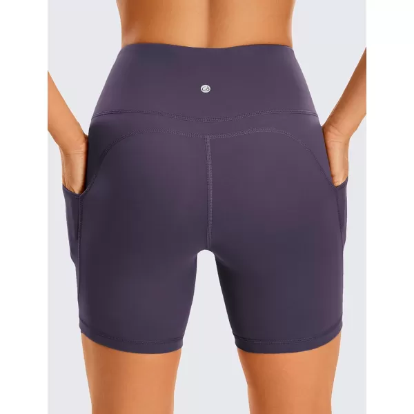 CRZ YOGA Womens Brushed Naked Feeling Biker Shorts 6  8  High Waist Matte Workout Gym Spandex Shorts Side Pockets6 inches Moon Violet