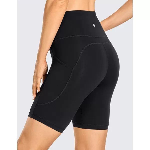 CRZ YOGA Womens Brushed Naked Feeling Biker Shorts 6  8  High Waist Matte Workout Gym Spandex Shorts Side Pockets8 inches Black