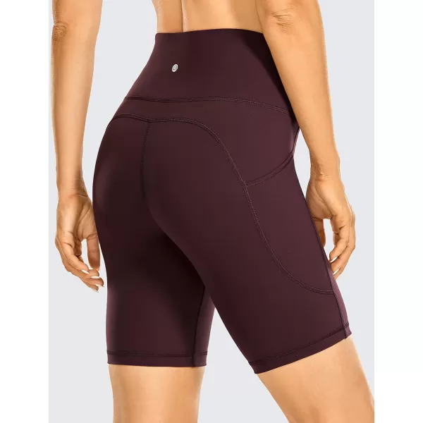 CRZ YOGA Womens Brushed Naked Feeling Biker Shorts 6  8  High Waist Matte Workout Gym Spandex Shorts Side Pockets8 inches Dark Russet