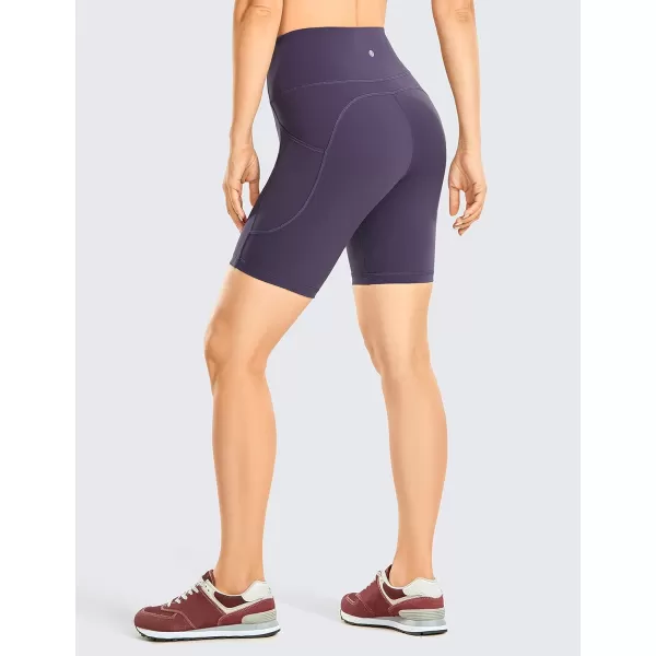 CRZ YOGA Womens Brushed Naked Feeling Biker Shorts 6  8  High Waist Matte Workout Gym Spandex Shorts Side Pockets8 inches Moon Violet