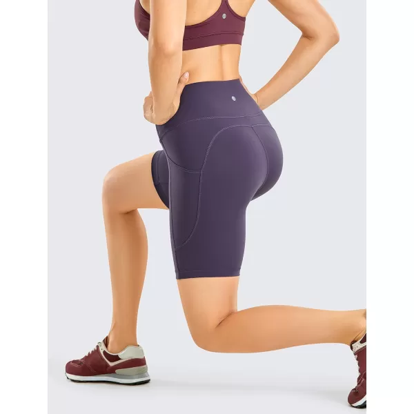 CRZ YOGA Womens Brushed Naked Feeling Biker Shorts 6  8  High Waist Matte Workout Gym Spandex Shorts Side Pockets8 inches Moon Violet