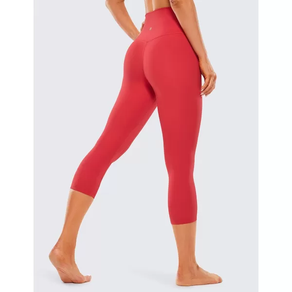 CRZ YOGA Womens Brushed Naked Feeling Workout Capri Leggings 17  21  23  High Waisted Tummy Control Yoga Pants21 inches Crimson