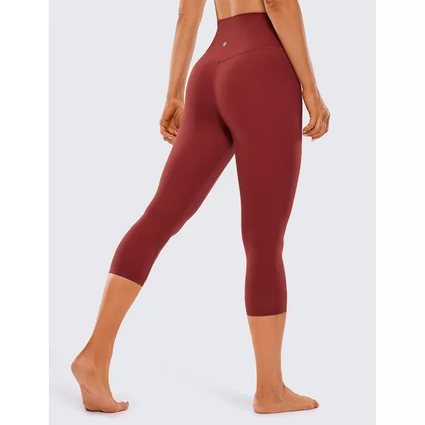 CRZ YOGA Womens Brushed Naked Feeling Workout Capri Leggings 17  21  23  High Waisted Tummy Control Yoga Pants21 inches Deep Wine