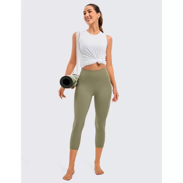 CRZ YOGA Womens Brushed Naked Feeling Workout Capri Leggings 17  21  23  High Waisted Tummy Control Yoga Pants21 inches Mountain Olive