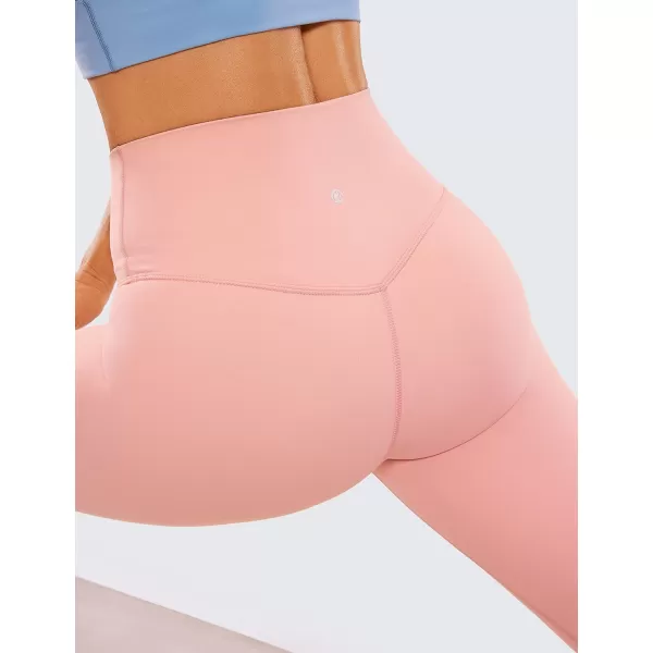 CRZ YOGA Womens Brushed Naked Feeling Workout Capri Leggings 17  21  23  High Waisted Tummy Control Yoga Pants21 inches Pink Puff