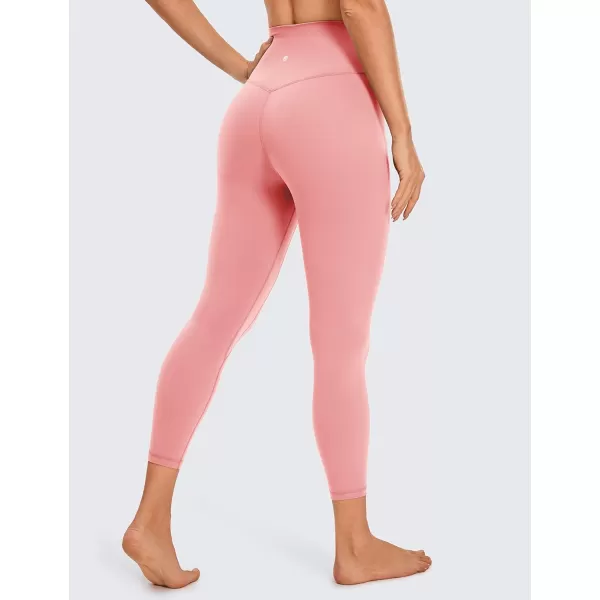 CRZ YOGA Womens Brushed Naked Feeling Workout Capri Leggings 17  21  23  High Waisted Tummy Control Yoga Pants23 inches Pink Puff